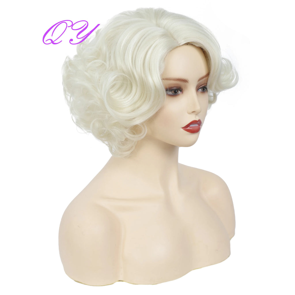 Cosplay Wigs Natural Wigs For Women Short Blonde Wave High Temperature Synthetic Fiber Daily Hair