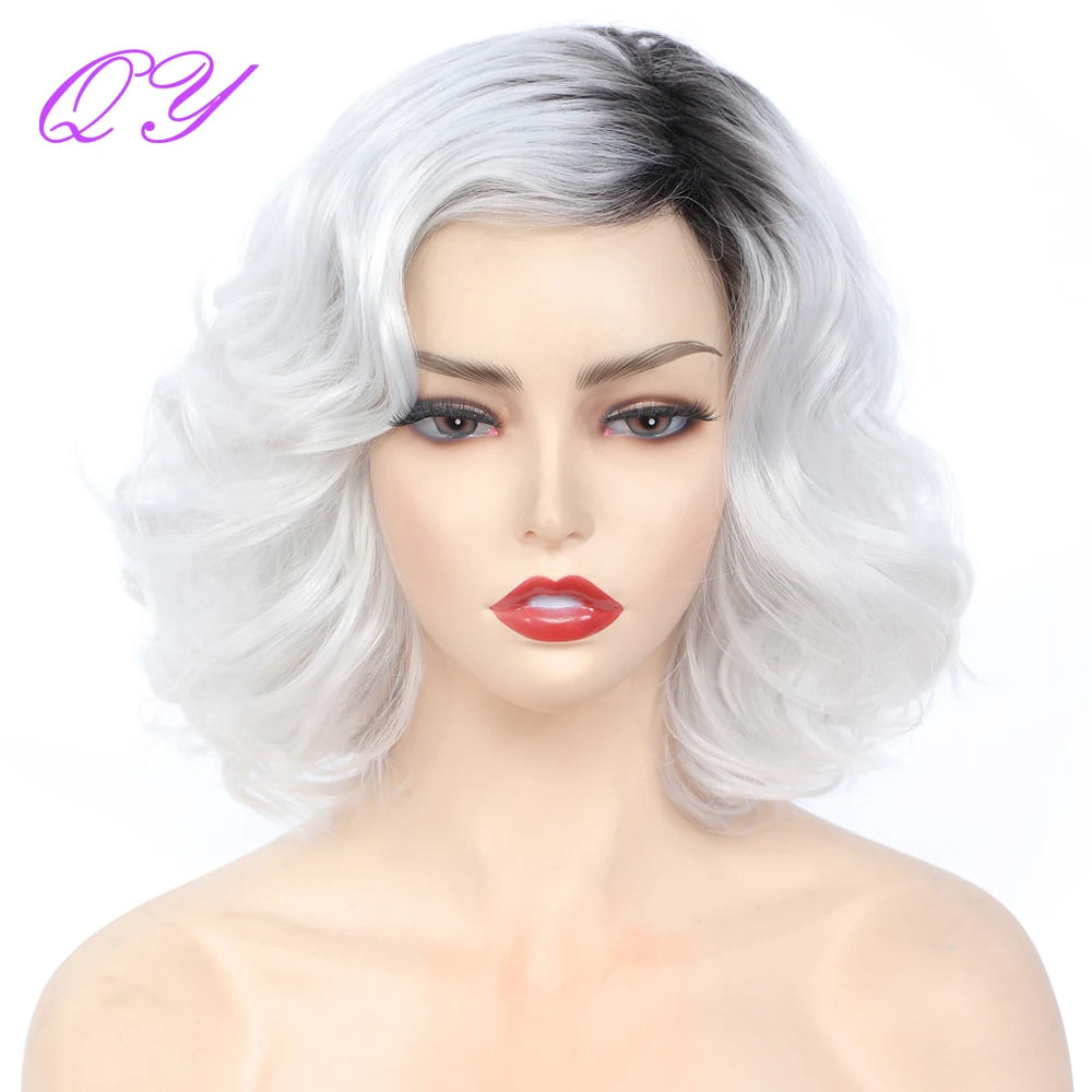 Cosplay Wigs Natural Wigs For Women Short Blonde Wave High Temperature Synthetic Fiber Daily Hair