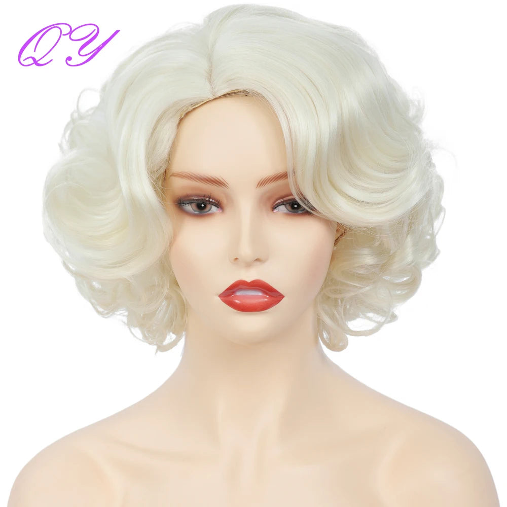 Cosplay Wigs Natural Wigs For Women Short Blonde Wave High Temperature Synthetic Fiber Daily Hair