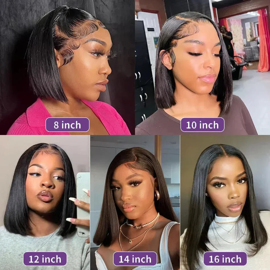 2026 new Front Human Hair Bone Straight Wigs Cheap Short Bob Wig Brazilian Preplucked Lace Frontal Wigs 100% Human Hair