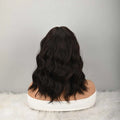 HAIR Natural Brown Synthetic Curly Wavy Bob Wig with Bangs for Women