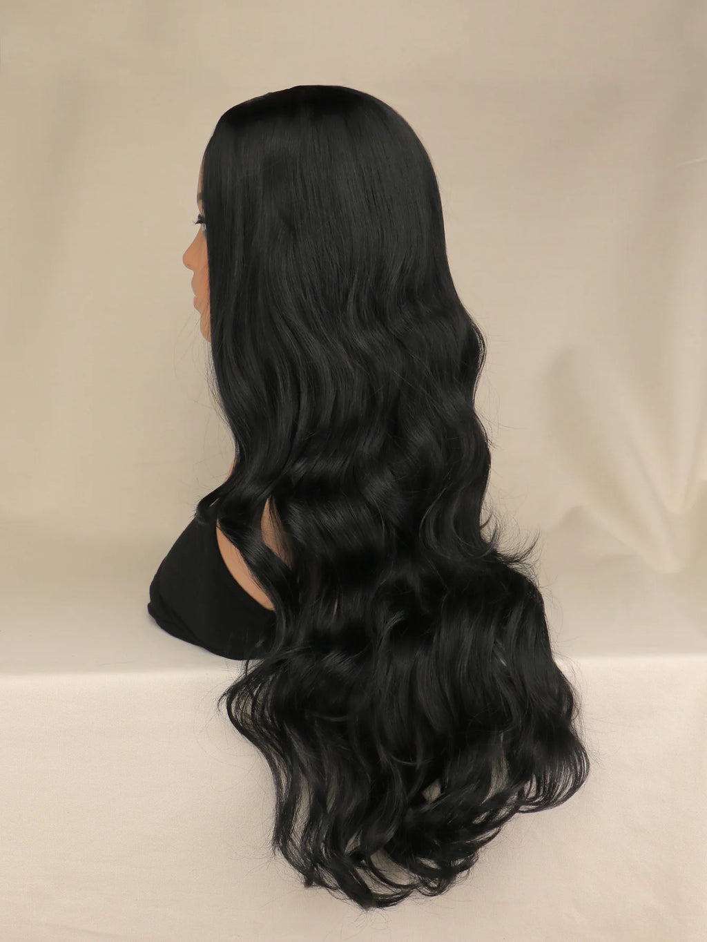 Long Black Wavy Hair Wigs for Women Natural Synthetic Curly Wig Heat Resistant Fiber Wigs for Daily Cosplay