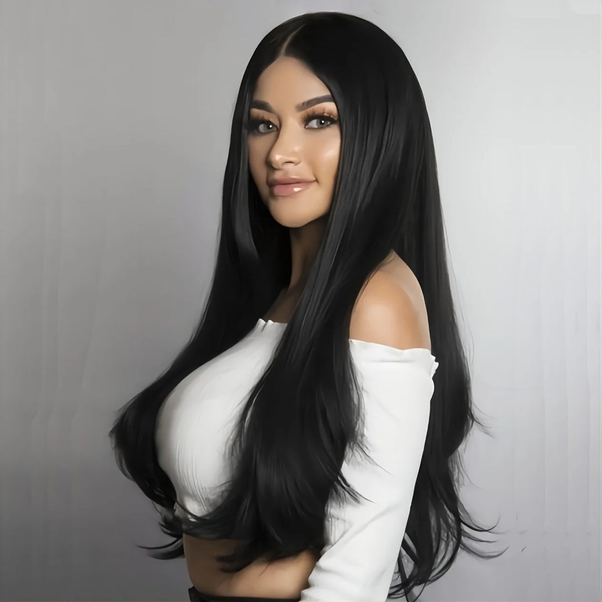 Women's Wig Black Long Straight Wigs for Women/Girls/Afro Natural Synthetic Hair Middle Part Non-Lace Wig Party/Costume Dark Bro